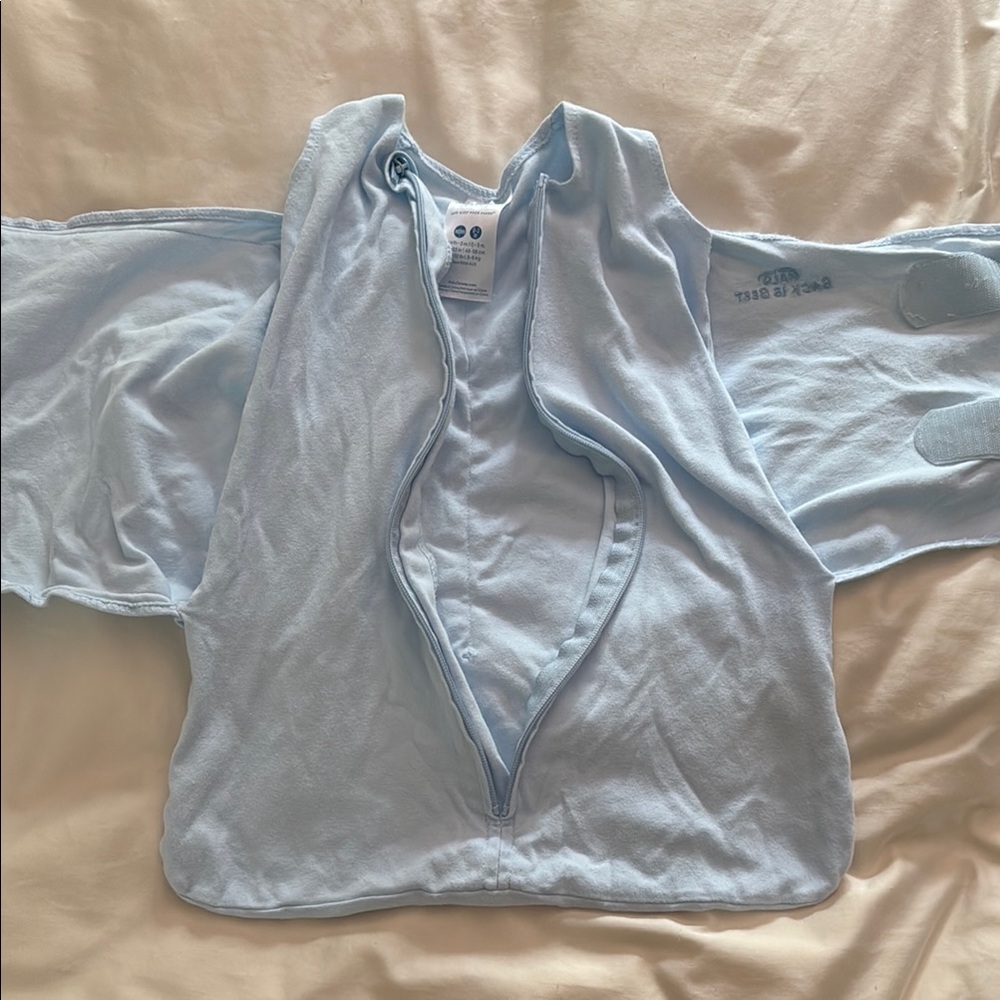 HALO 100% Cotton Sleepsack Swaddle, TOG 1.5, Baby Blue, Newborn